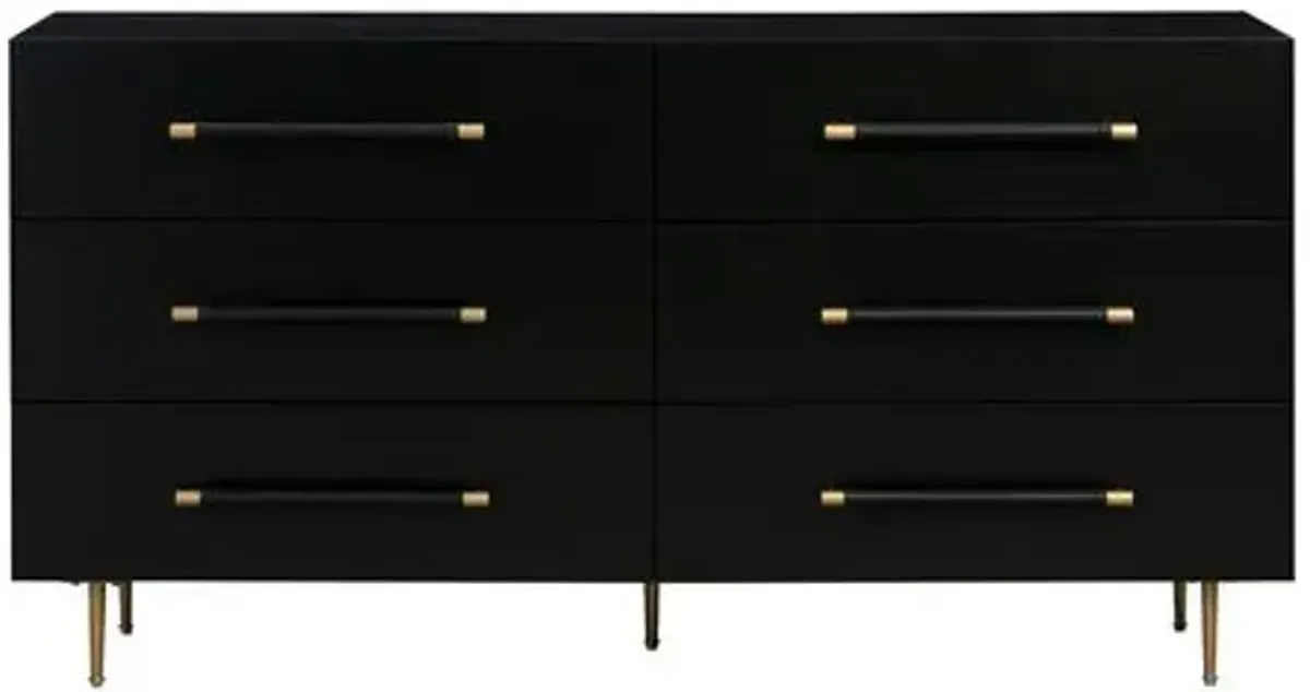 Aria 6-Drawer Dresser - Black/Gold