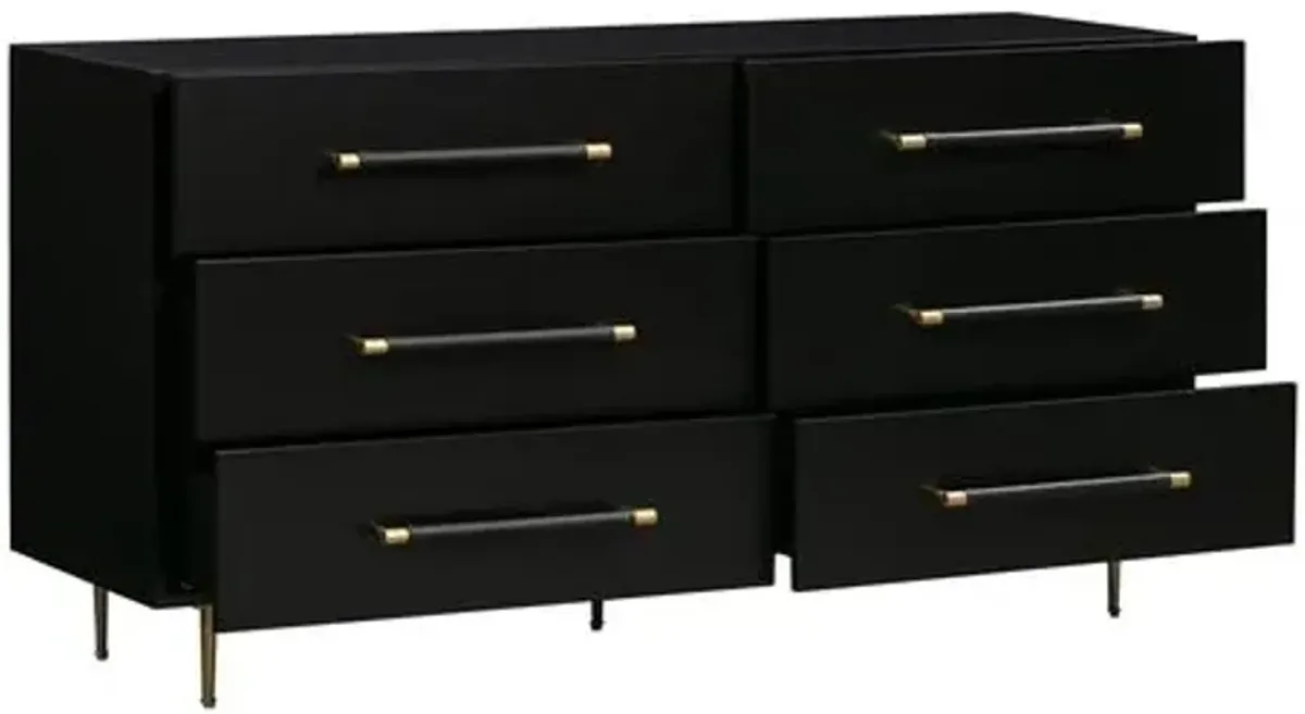 Aria 6-Drawer Dresser - Black/Gold