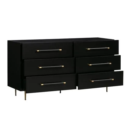 Aria 6-Drawer Dresser - Black/Gold