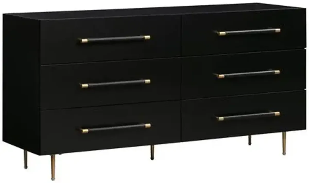 Aria 6-Drawer Dresser - Black/Gold