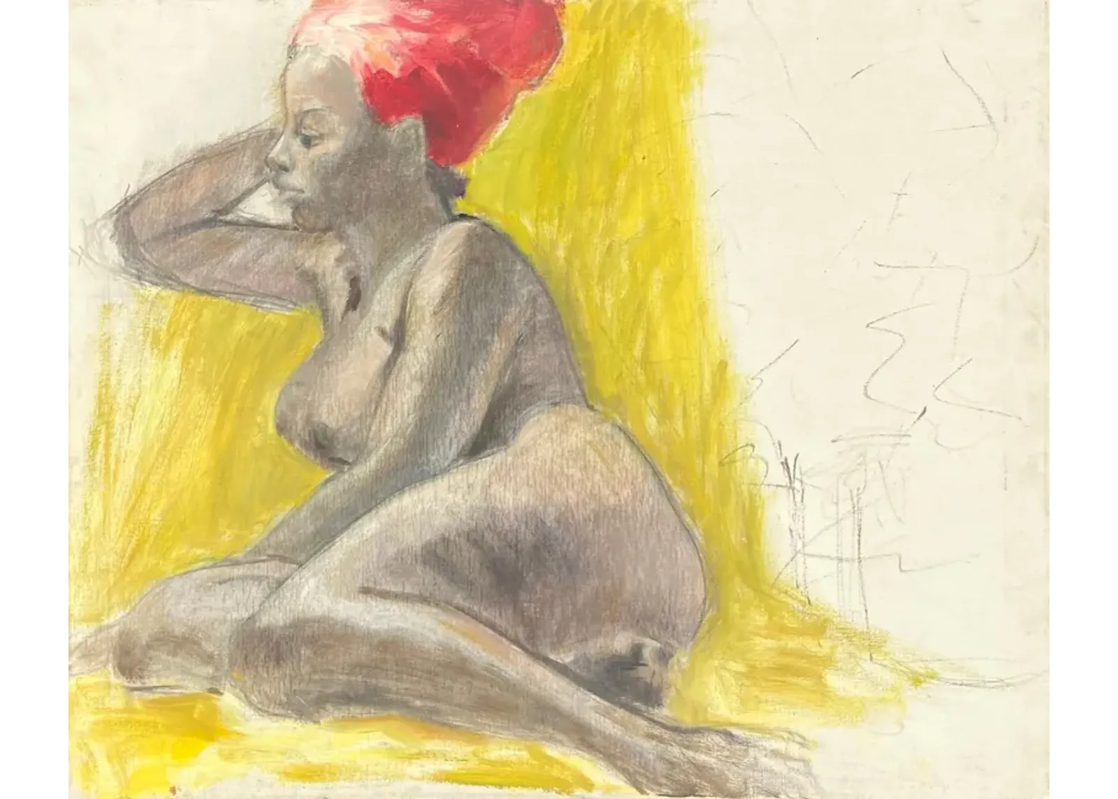 Seated Nude - 1970s - McNaught Fine Art - Yellow