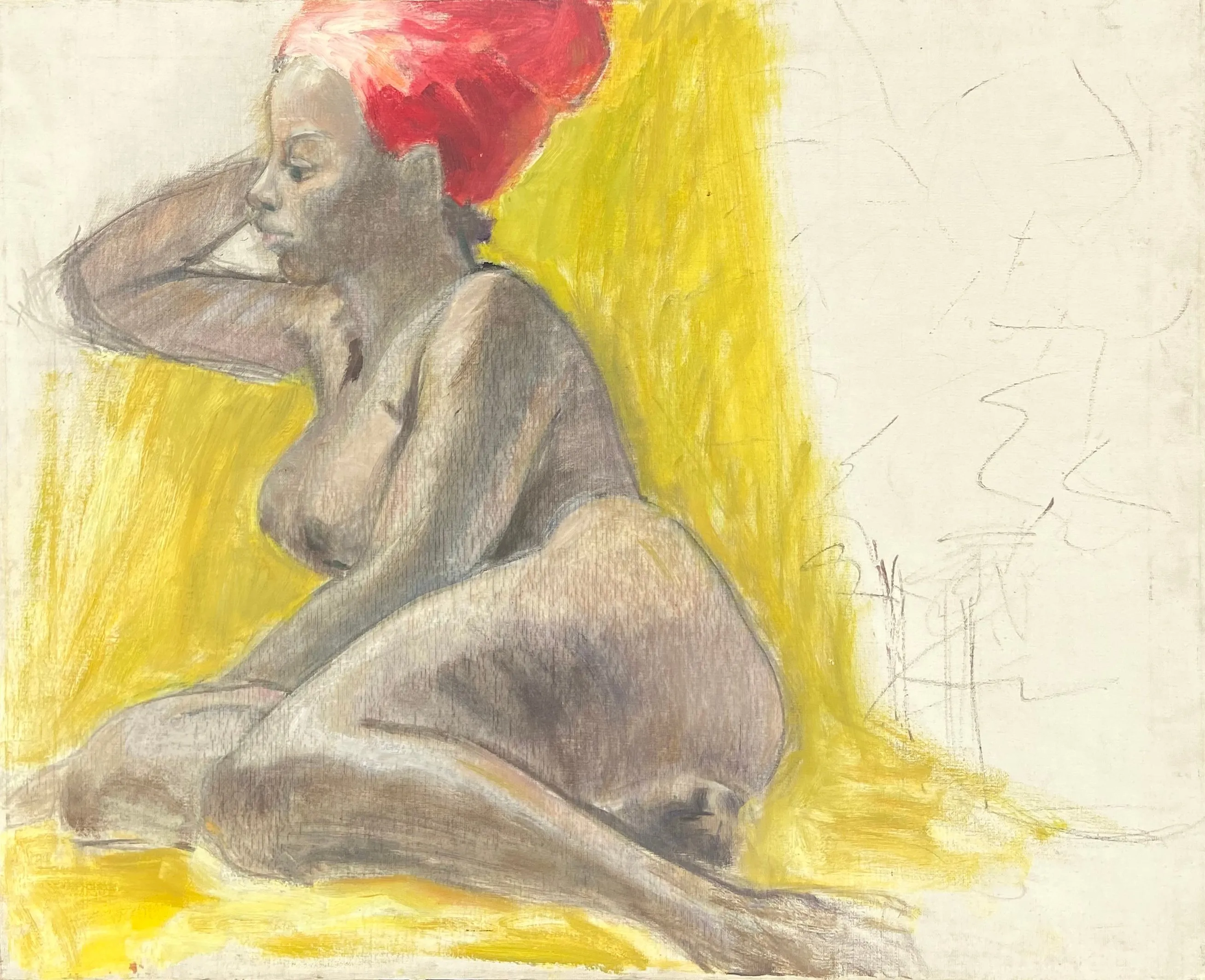 Seated Nude - 1970s - McNaught Fine Art - Yellow