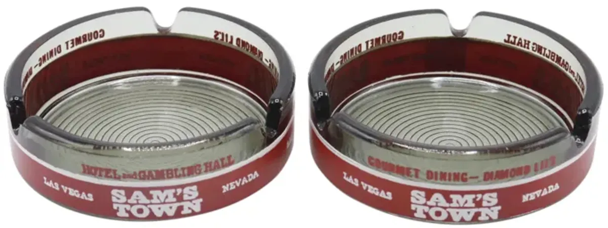 Sam's Town Glass Ashtrays - a Pair - Interesting Things - Red