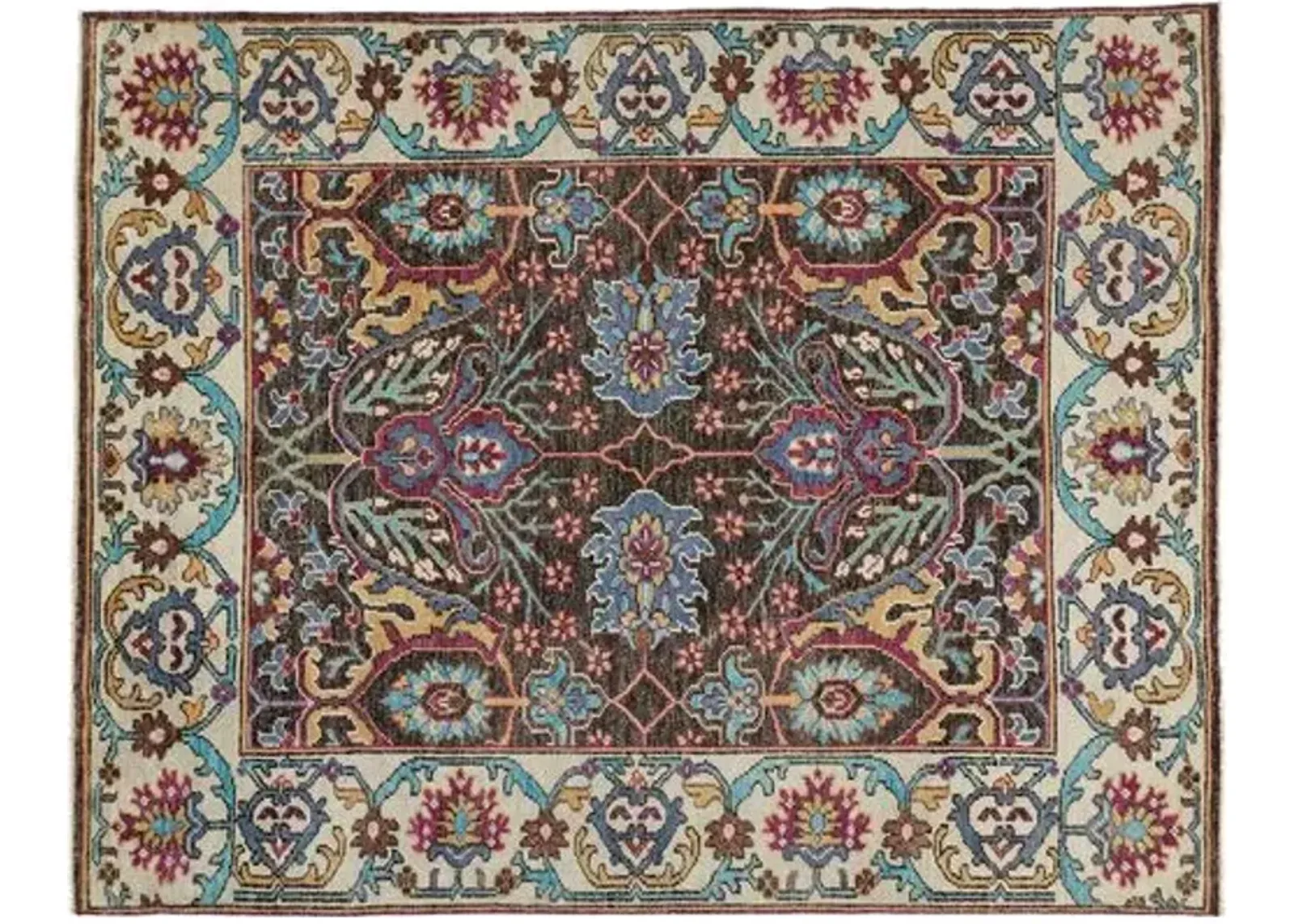 Kim Floral Hand-Knotted Rug - Beige - Beige