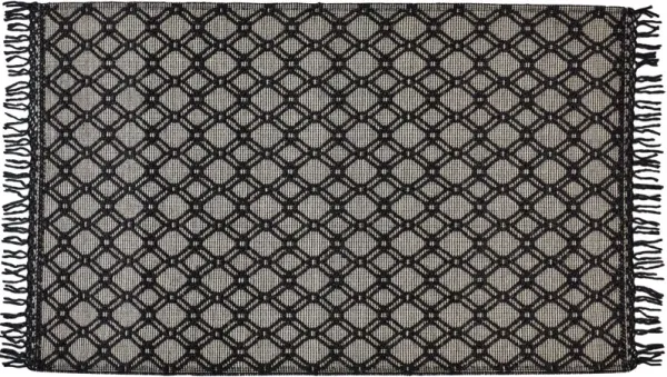 Lauren Geometric Handwoven Rug - Black/Ivory - Black
