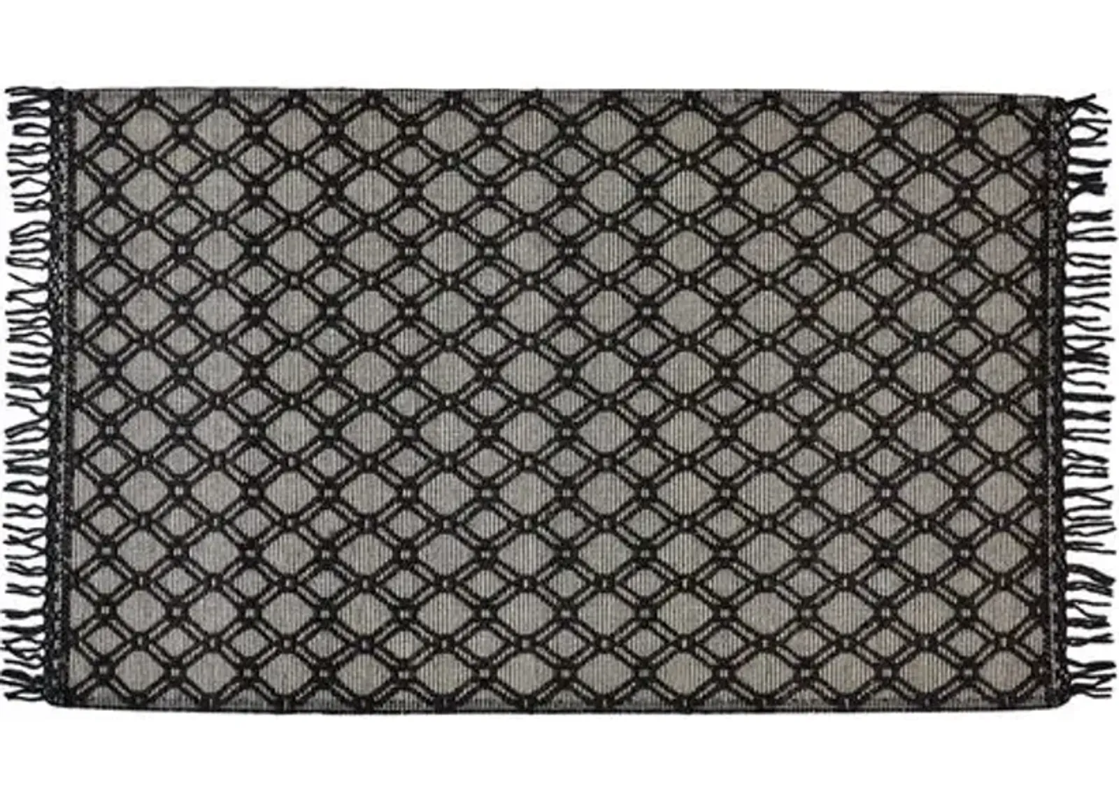 Lauren Geometric Handwoven Rug - Black/Ivory - Black