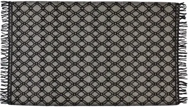 Lauren Geometric Handwoven Rug - Black/Ivory - Black