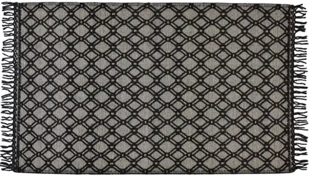 Lauren Geometric Handwoven Rug - Black/Ivory - Black