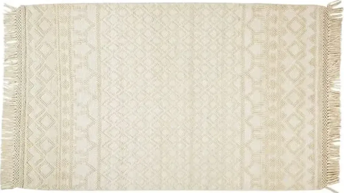 Lauren Geometric Handwoven Rug - Ivory - Ivory