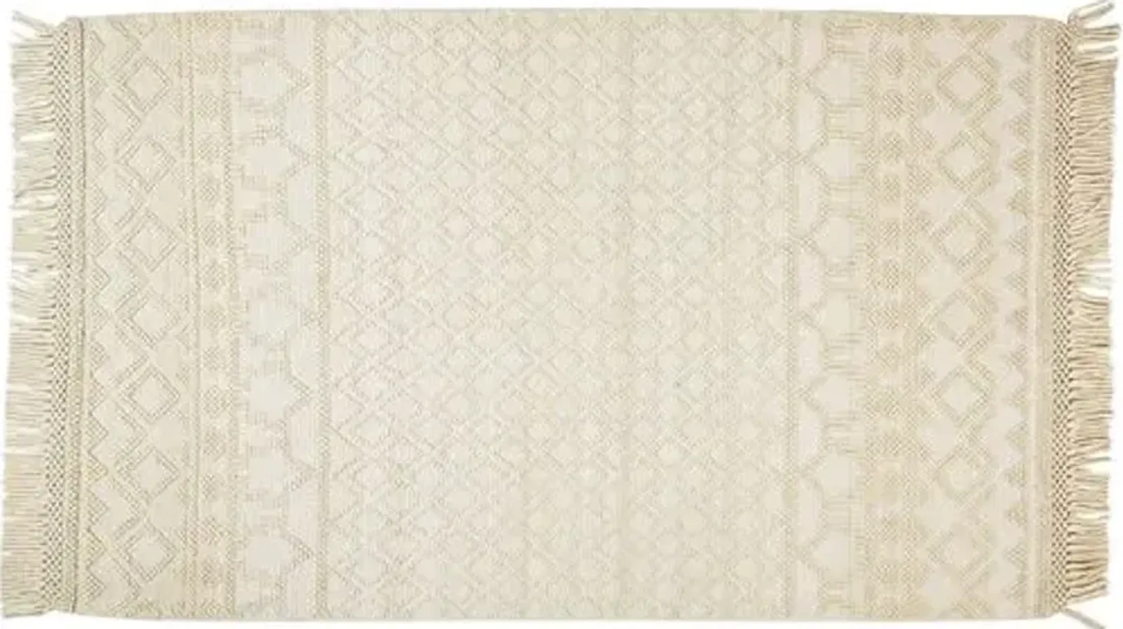 Lauren Geometric Handwoven Rug - Ivory - Ivory