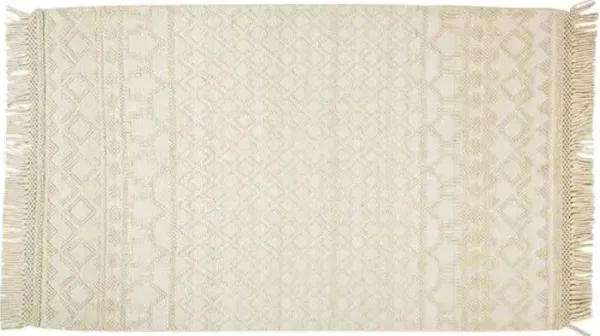 Lauren Geometric Handwoven Rug - Ivory - Ivory