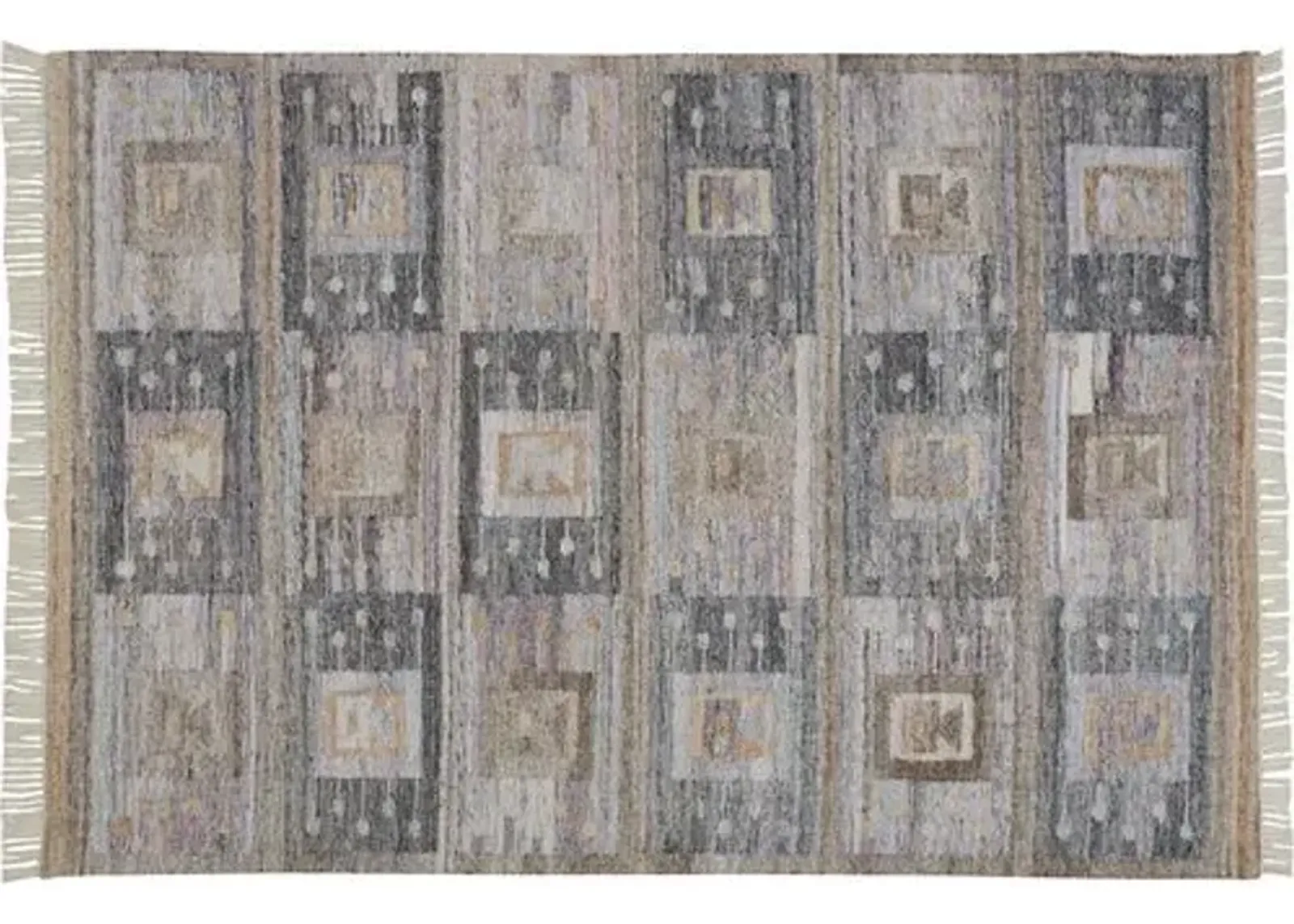 Estie Geometric Handwoven Rug - Charcoal - Gray - Gray