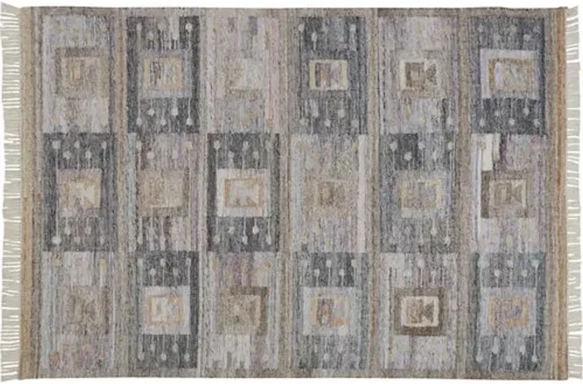 Estie Geometric Handwoven Rug - Charcoal - Gray - Gray