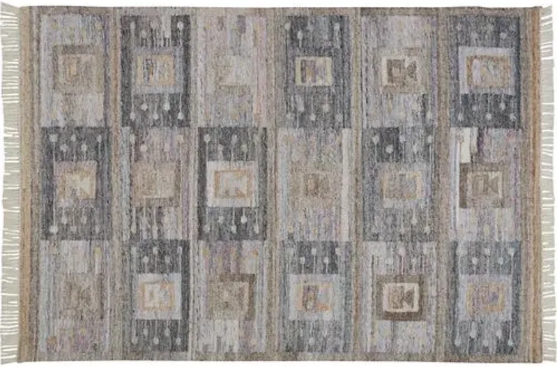 Estie Geometric Handwoven Rug - Charcoal - Gray - Gray