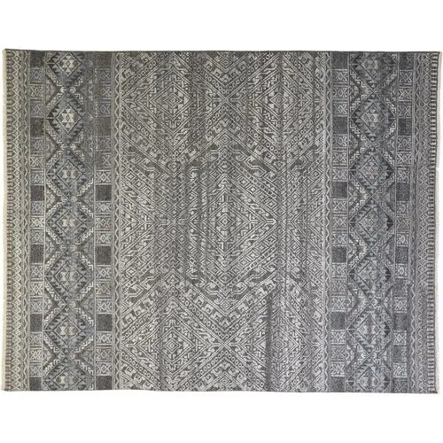 Alice Geometric Hand-Knotted Rug - Blue/Gray - Blue