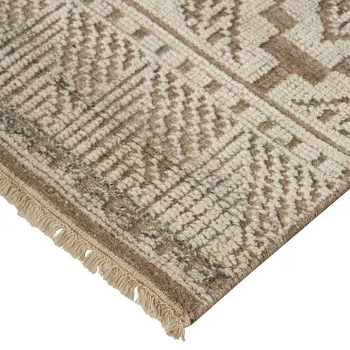 Alice Geometric Hand-Knotted Rug - Beige/Gray - Beige