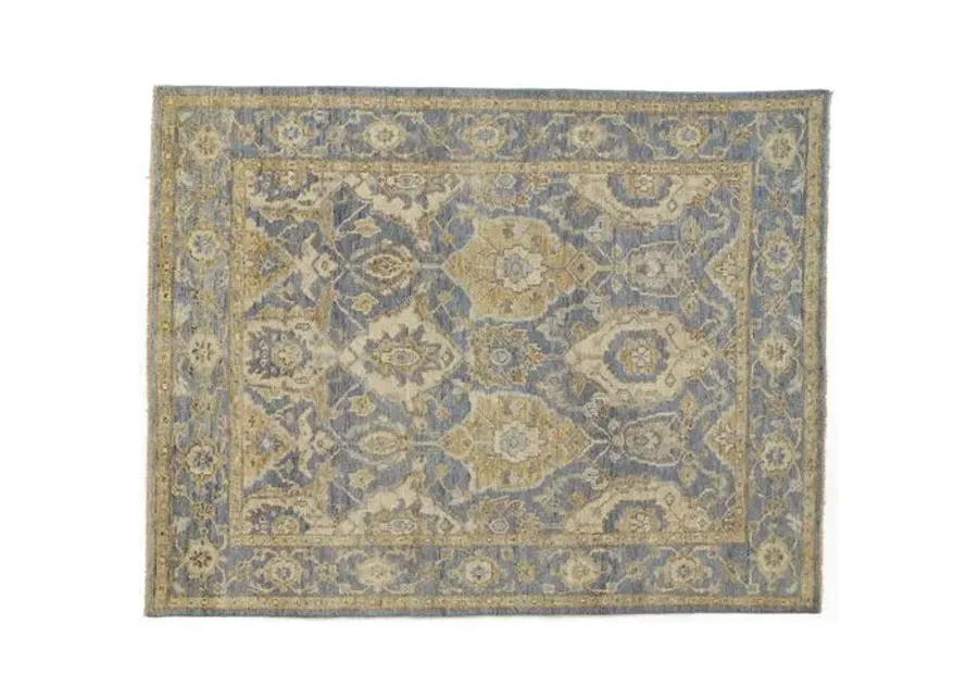 Iris Ornamental Hand-Knotted Rug - Light Blue/Beige - Blue