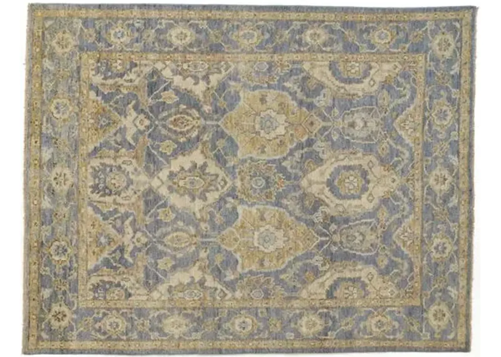 Iris Ornamental Hand-Knotted Rug - Light Blue/Beige - Blue