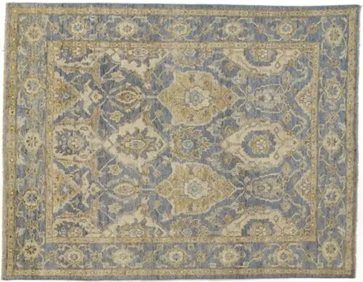 Iris Ornamental Hand-Knotted Rug - Light Blue/Beige - Blue