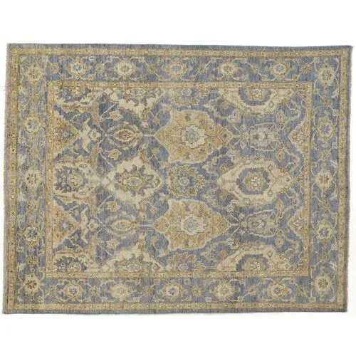 Iris Ornamental Hand-Knotted Rug - Light Blue/Beige - Blue