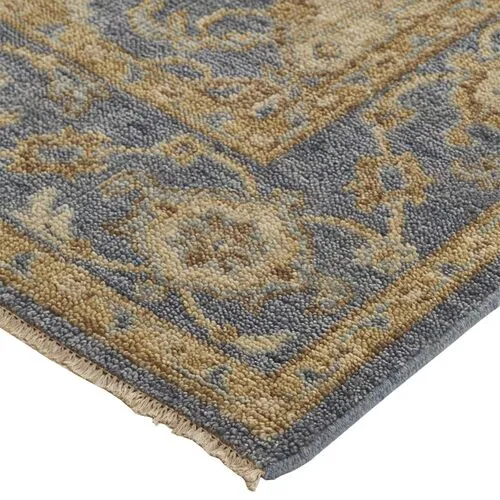 Iris Ornamental Hand-Knotted Rug - Light Blue/Beige - Blue