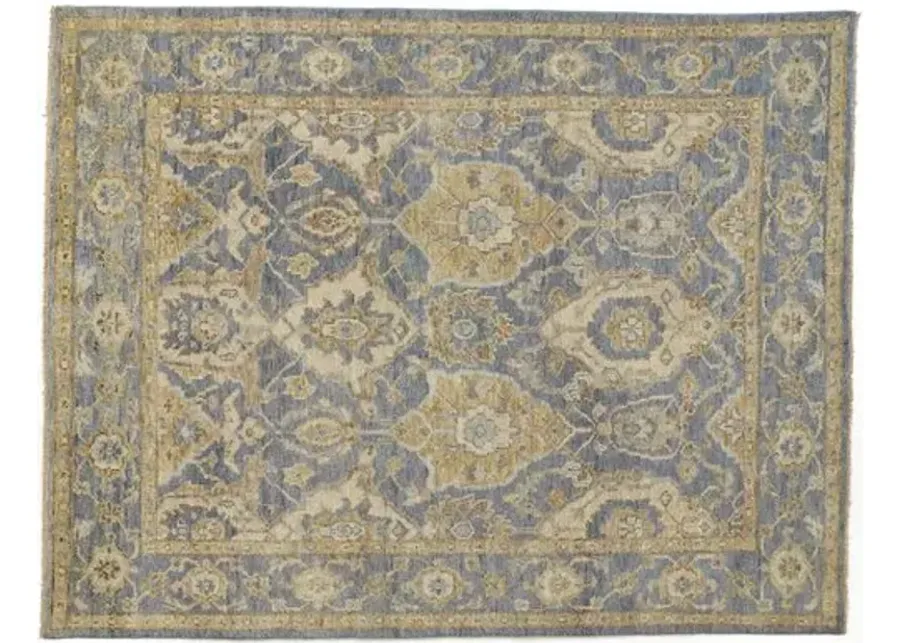 Iris Ornamental Hand-Knotted Rug - Light Blue/Beige - Blue