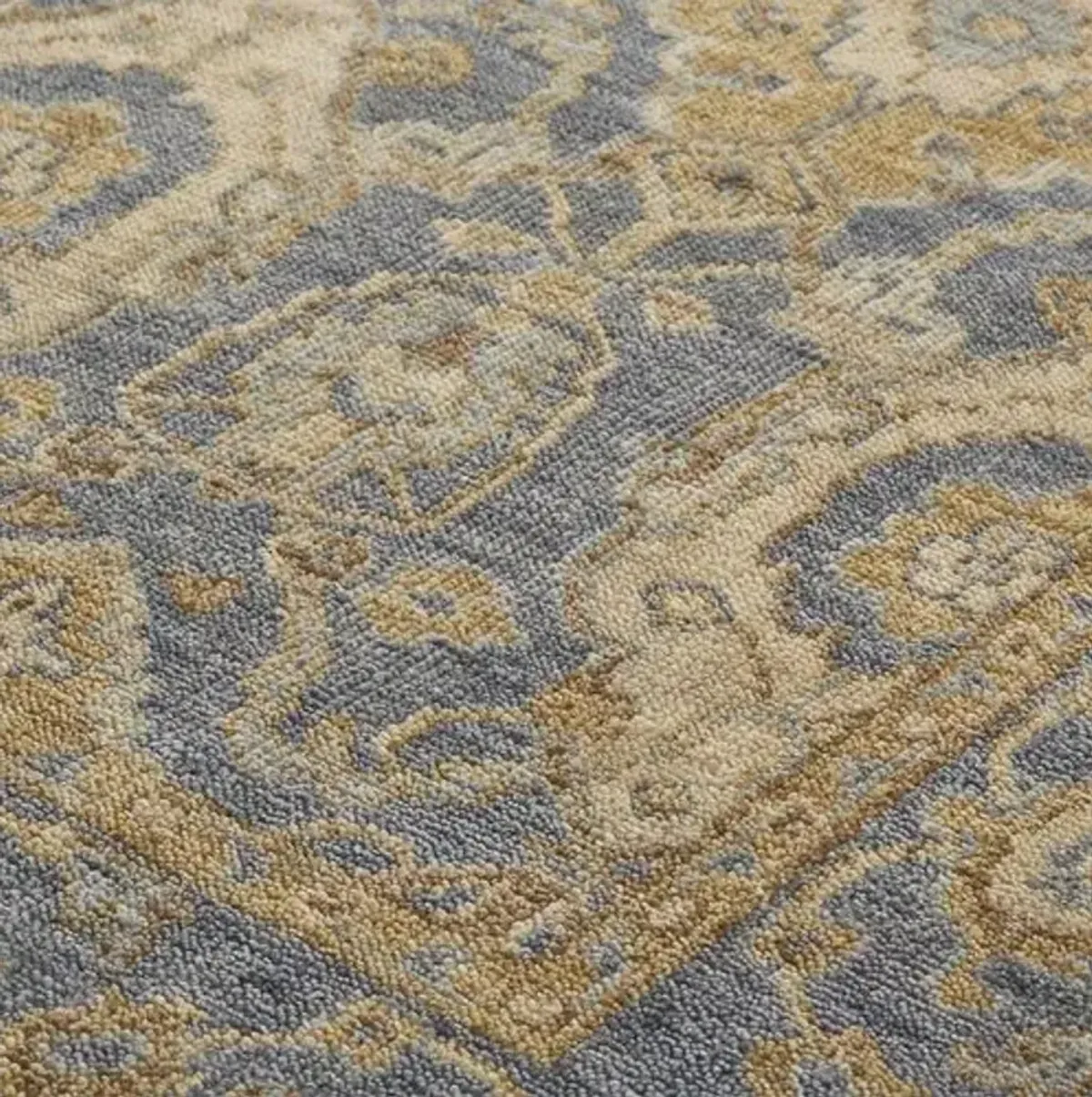 Iris Ornamental Hand-Knotted Rug - Light Blue/Beige - Blue