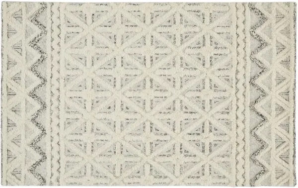 Emmalee Geometric Hand-Tufted Rug - Blue/Ivory - Ivory