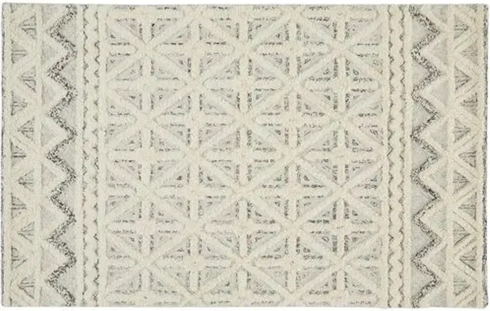 Emmalee Geometric Hand-Tufted Rug - Blue/Ivory - Ivory