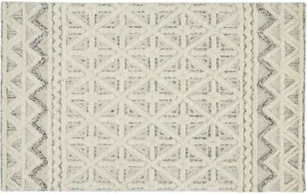 Emmalee Geometric Hand-Tufted Rug - Blue/Ivory - Ivory