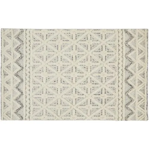 Emmalee Geometric Hand-Tufted Rug - Blue/Ivory - Ivory