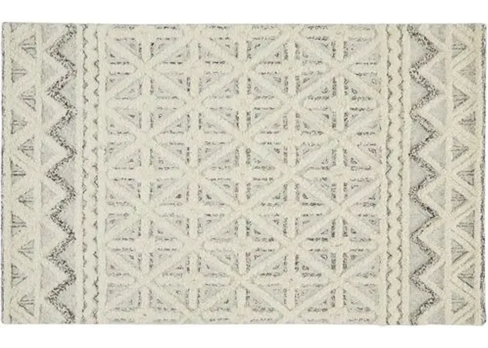 Emmalee Geometric Hand-Tufted Rug - Blue/Ivory - Ivory