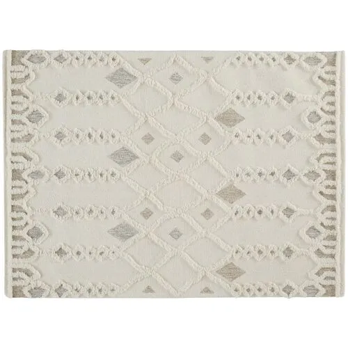 Emmalee Geometric Hand-Tufted Rug - Ivory - Ivory