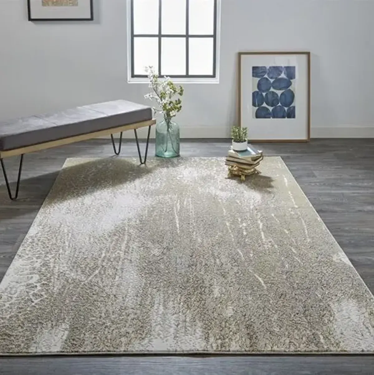 Jessa Distressed Rug - Ivory/Gold - Gold