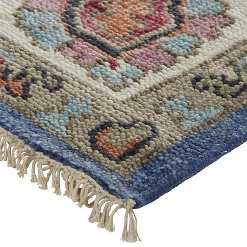 Jean Ornamental Hand-Knotted Rug - Blue - Blue