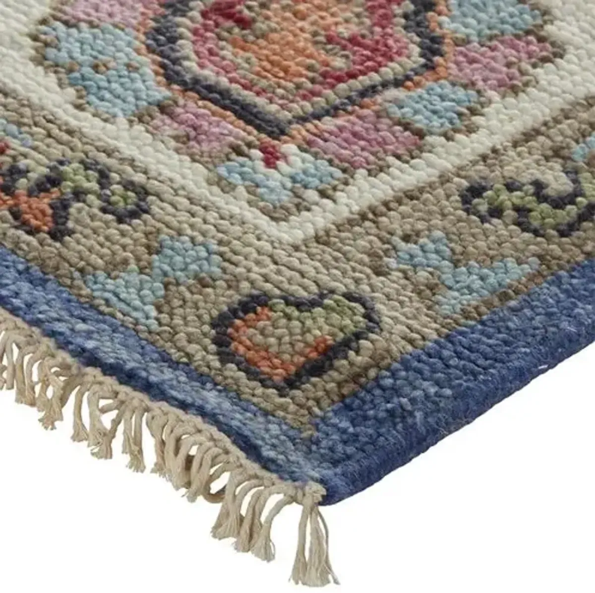 Jean Ornamental Hand-Knotted Rug - Blue - Blue