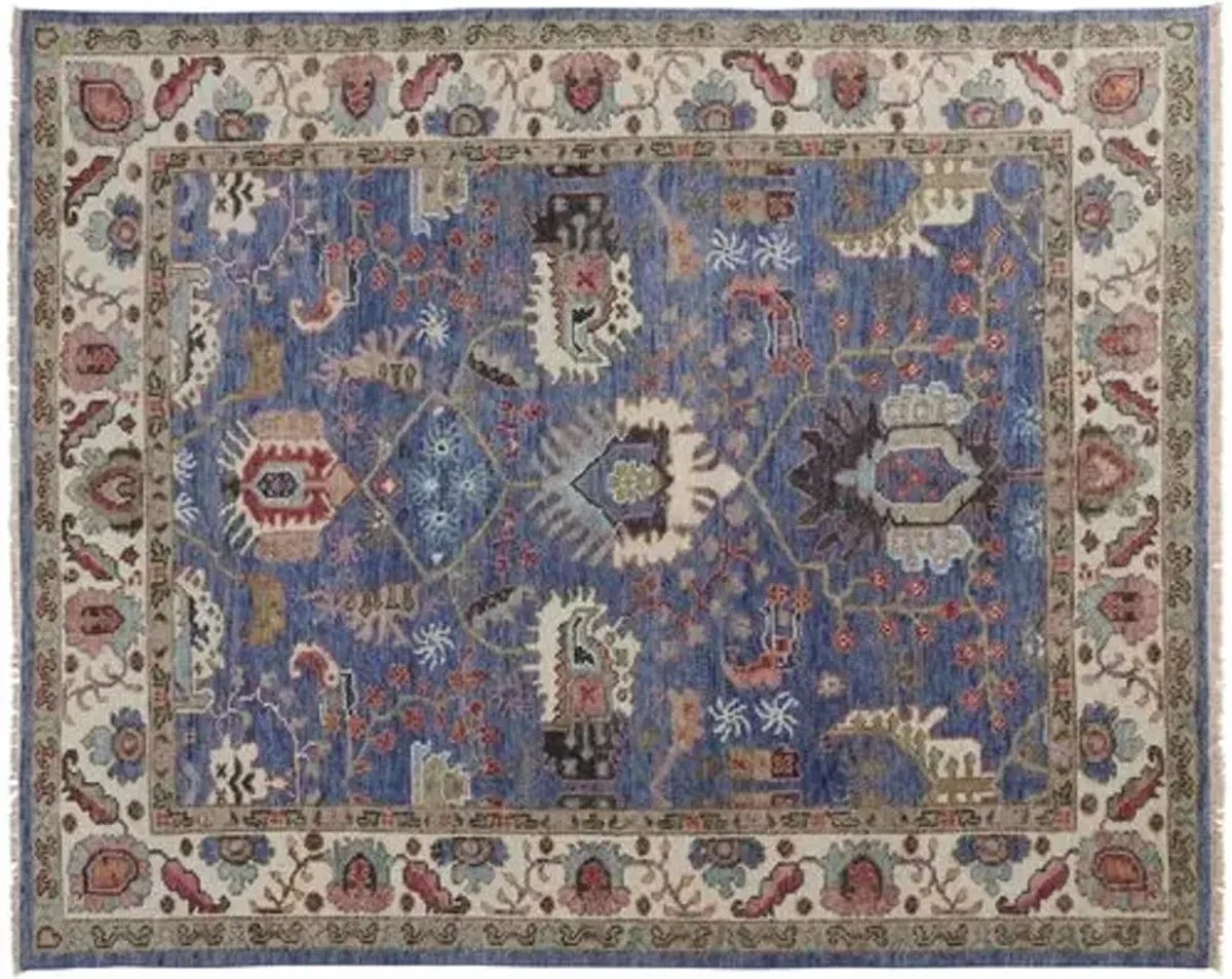 Jean Ornamental Hand-Knotted Rug - Blue - Blue