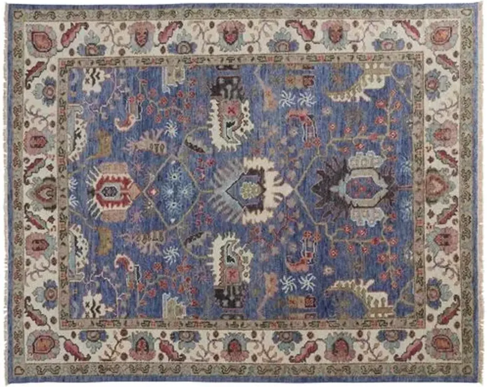 Jean Ornamental Hand-Knotted Rug - Blue - Blue