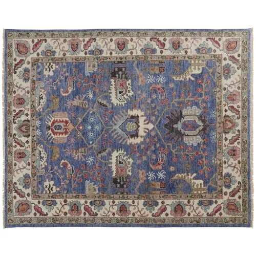 Jean Ornamental Hand-Knotted Rug - Blue - Blue