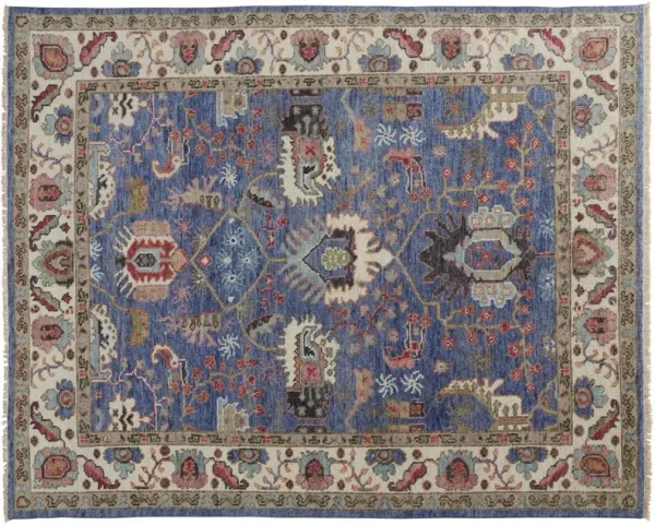 Jean Ornamental Hand-Knotted Rug, Blue/Multi