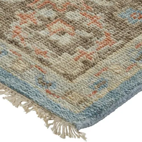 Jean Ornamental Hand-Knotted Rug - Blue/Brown - Blue