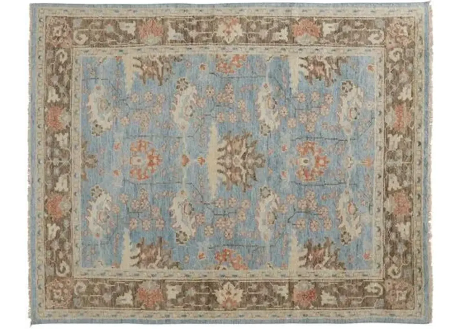 Jean Ornamental Hand-Knotted Rug - Blue/Brown - Blue