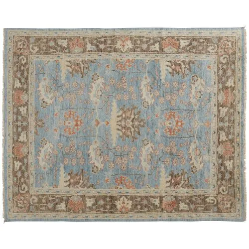 Jean Ornamental Hand-Knotted Rug - Blue/Brown - Blue