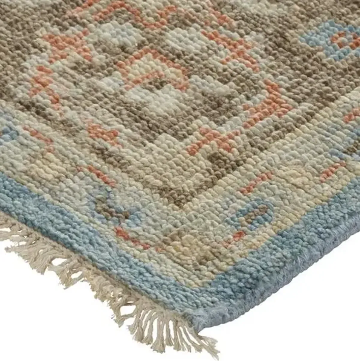 Jean Ornamental Hand-Knotted Rug - Blue/Brown - Blue