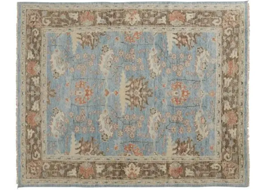 Jean Ornamental Hand-Knotted Rug - Blue/Brown - Blue