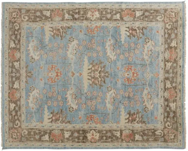 Jean Ornamental Hand-Knotted Rug - Blue/Brown - Blue