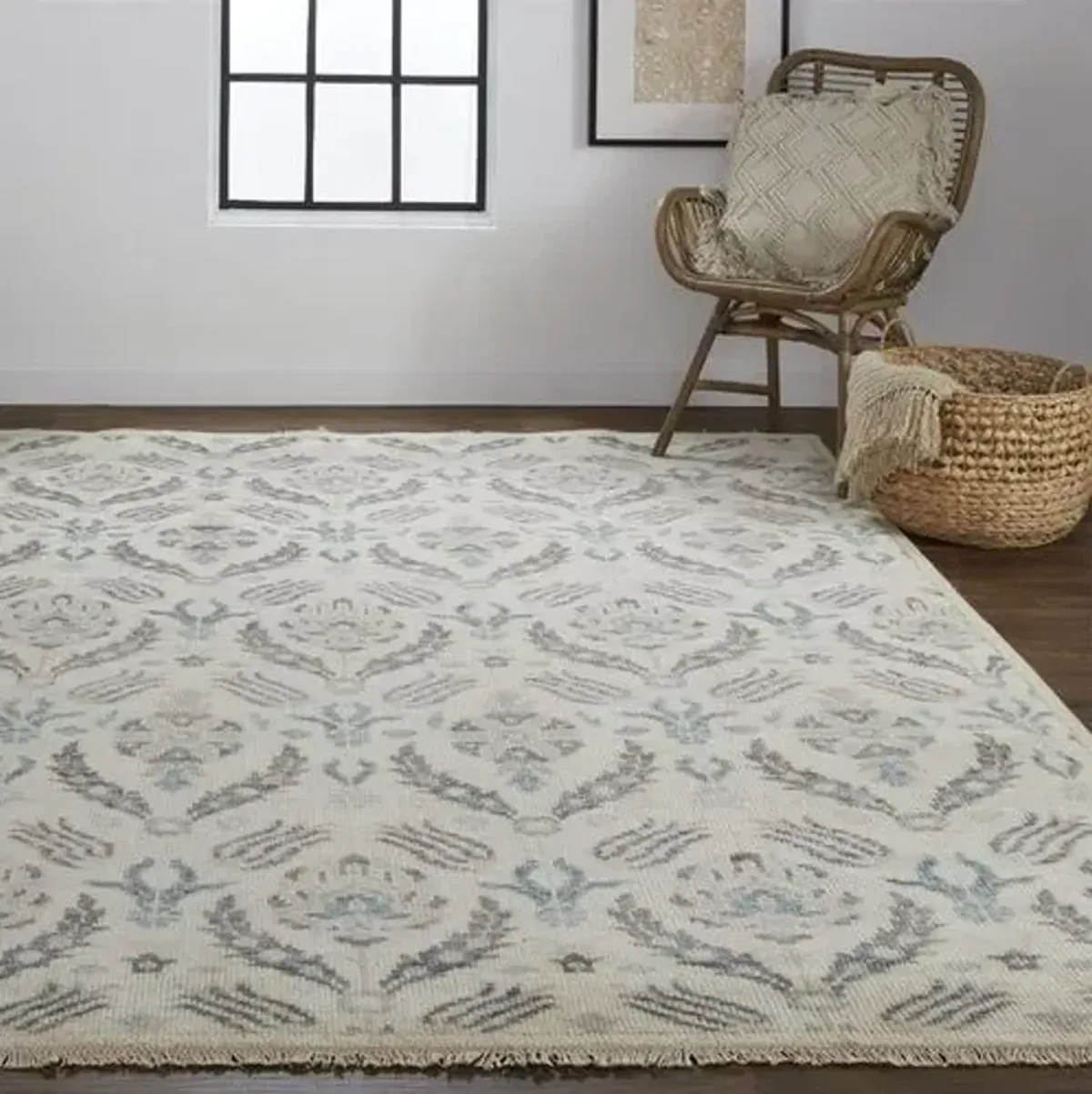 Jean Ornamental Hand-Knotted Rug - Beige - Beige