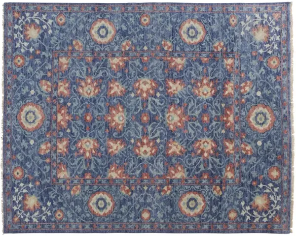 Jean Ornamental Hand-Knotted Rug - Blue - Blue