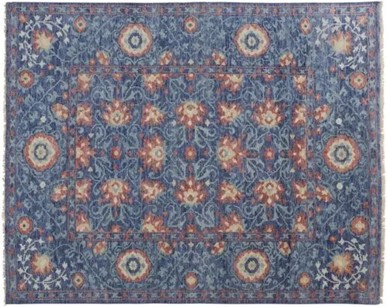 Jean Ornamental Hand-Knotted Rug - Blue - Blue