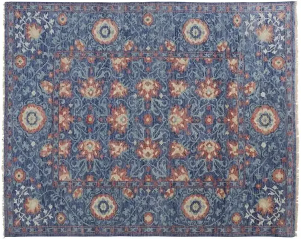 Jean Ornamental Hand-Knotted Rug - Blue - Blue